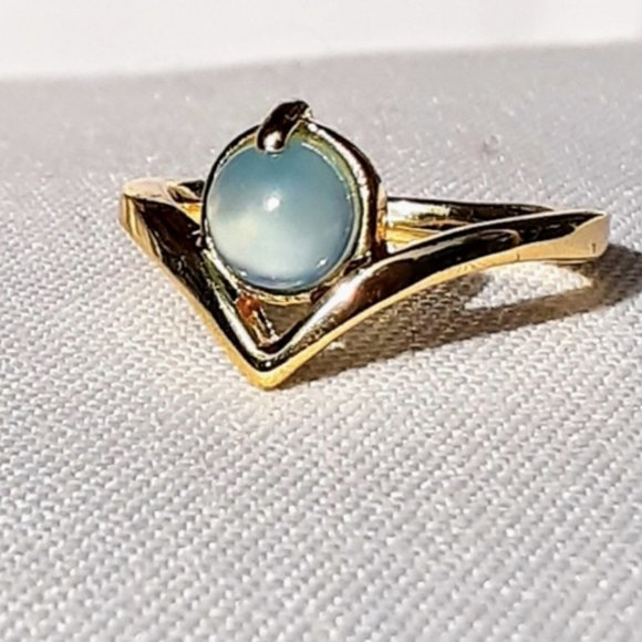Blue Chalcedony circlet ring 24K gold plated - Picture 1 of 8